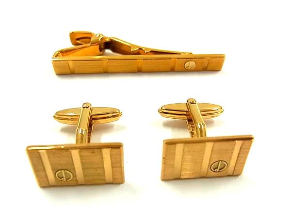 乐天商城 - ■美品■ dunhill ダンヒル カフスボタン カフリンクス ネクタイピン アクセサリー ビジネス 紳士 メンズ ゴールド系 DH5338 冠婚葬祭 結婚式 葬式