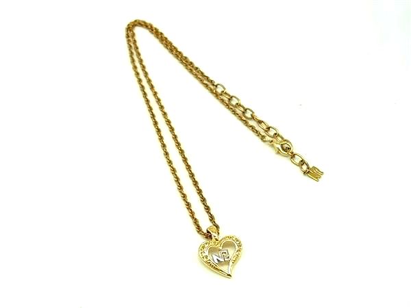 樂天商城 - ■美品■ NINA RICCI ニナリッチ ラインストーン ハート ネックレス ペンダント アクセサリー ゴールド系 DH7164