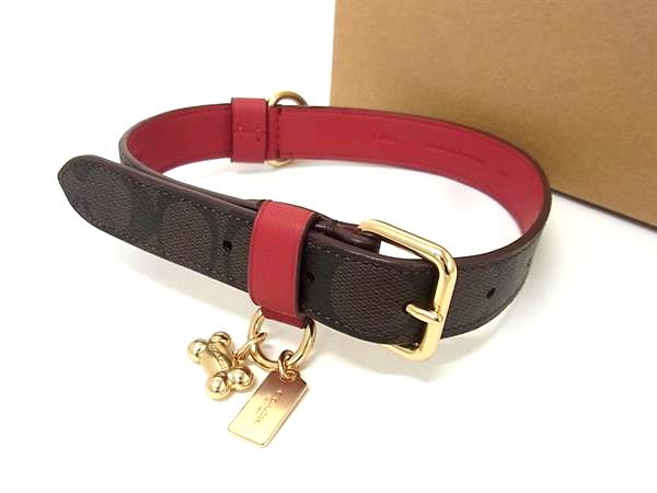 ■新品■未使用■ COACH コーチ CH154 シグネチャー PVC ペット用 犬用 ドッグカラー 首輪 表記サイズ L ブラウン系 BN7510