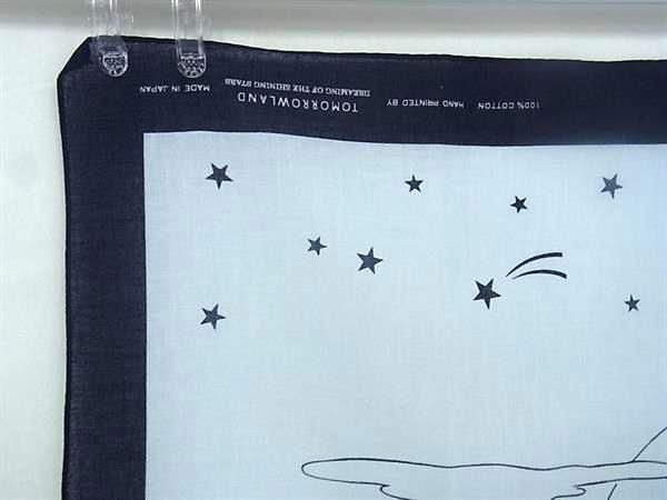 ■極美品■ TOMORROWLAND トゥモローランド ディズニー コラボ コットン100% スカーフ ライトブルー系×ネイビー系 DE9770