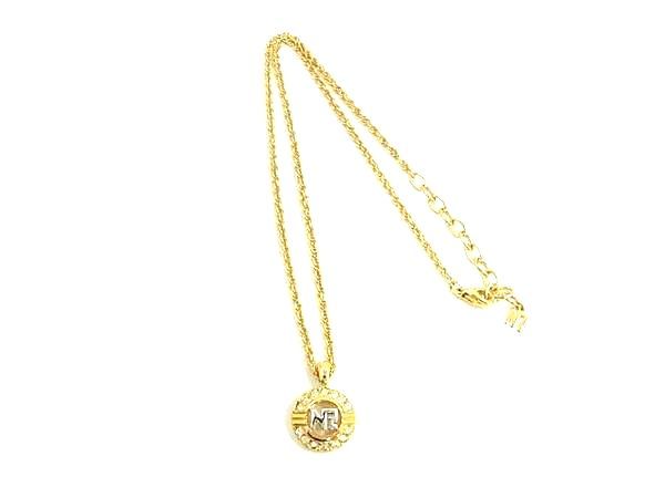 Yellow - ■美品■ NINA RICCI ニナリッチ ラインストーン ネックレス ペンダント アクセサリー レディース ゴールド系 DE5283