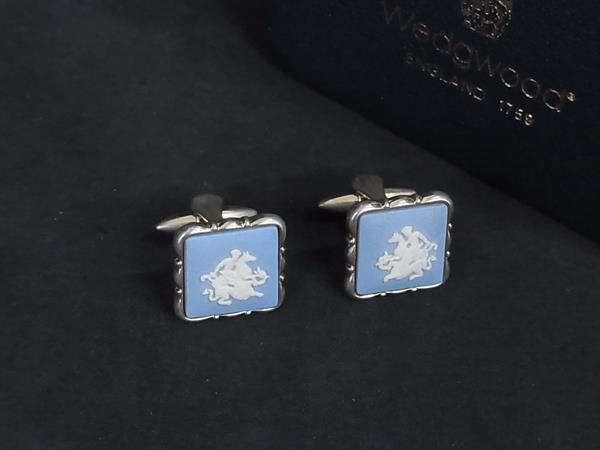 WEDGWOOD ウェッジウッド ジャスパー カフスボタン カフリンクス アクセサリー 紳士 メンズ ブルー系×ゴールド系 DI9223 冠婚葬祭 結婚式 葬式
