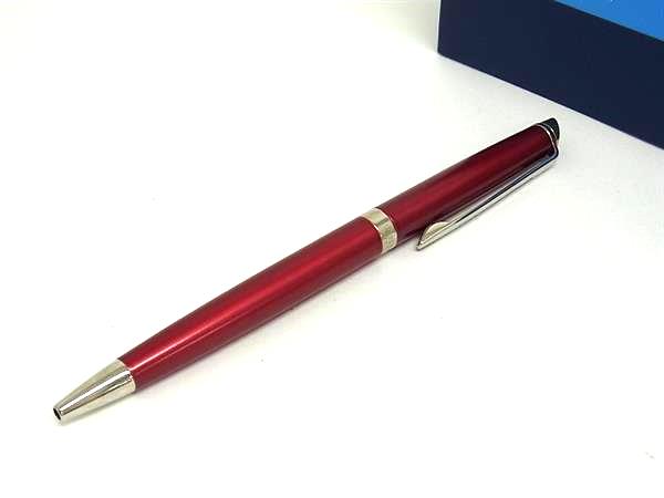 ■美品■ WATERMAN ウォーターマン ツイスト式 ボールペン 筆記用具 文房具 ステーショナリー レッド系×シルバー系 DI9792