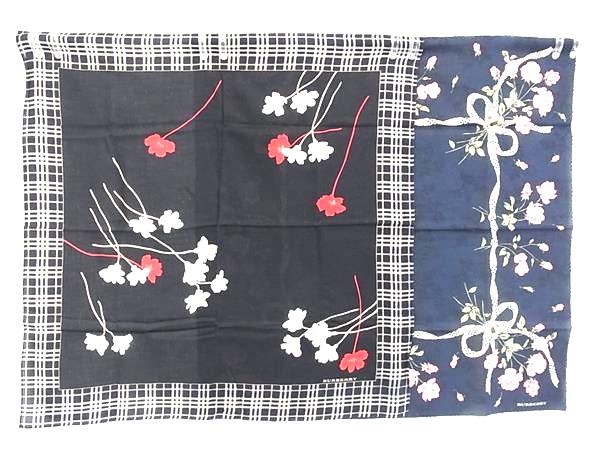 ■美品■ BURBERRY バーバリー チェック柄 フラワー 花柄 ハンカチーフ ハンカチ ポケットチーフ 2点セットまとめ売り DL9607