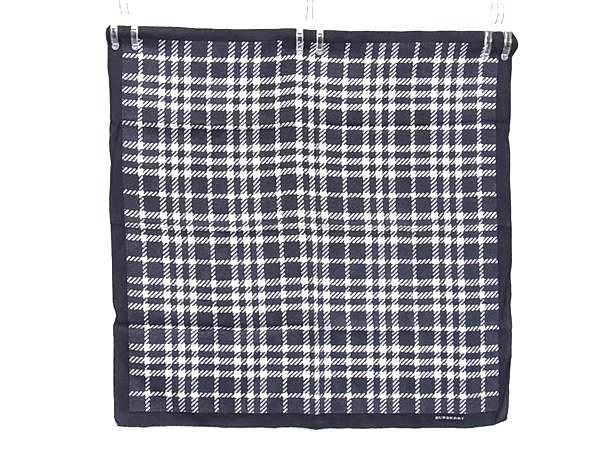 樂天商城 - ■美品■ BURBERRY バーバリー ハンカチ ハンカチーフ ポケットチーフ メンズ レディース ブラック系×アイボリー系 DL9666