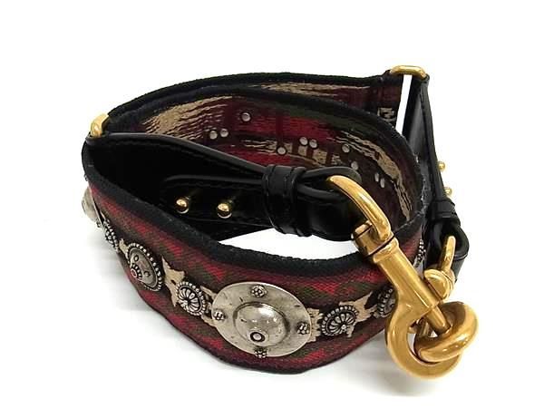 ■極美品■ ChristianDior ディオール メダリオン キャンバス×レザー バッグ用 ショルダーストラップ 肩掛け ブラック系 AZ9793