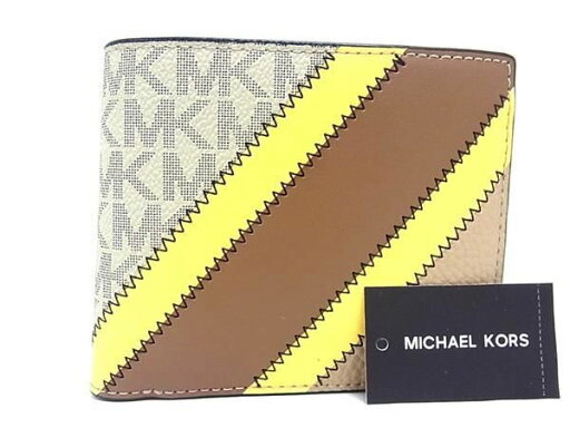 ■新品■未使用■ MICHAEL KORS マイケルコース MK柄 PVC×レザー 二つ折り 財布 ウォレット グレージュ系×ブラウン系 BL2393 ■新品■未使用■ MICHAEL KORS マイケルコース MK柄 PVC×レザー 二つ折り 財布 ウォレット グレージュ系×ブラウン系 BL2393