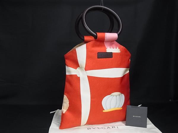 ■新品同様■ BVLGARI ブルガリ Topkapi トプカピ キャンバス ハンドバッグ トートバッグ レディース レッド系 HA8306