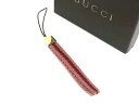 GUCCI グッチ キャンバス ストラップ キーホルダー チャーム レディース メンズ レッドブラウン系 DJ1465