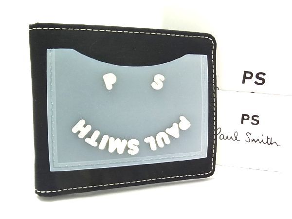 U, 吉 - ■新品■未使用■ PS Paul Smith ピーエスポールスミス M2A-5321 ポリエステル スマイル 二つ折り 財布 ウォレット ブラック系 BG1597