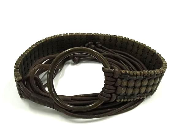 ■美品■ レザー シルバー金具 ベルト メンズ レディース ブラウン系 DI1562