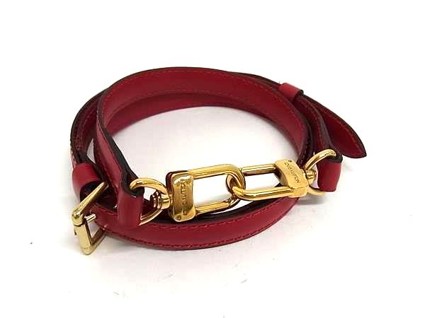 ■美品■ LOUIS VUITTON ルイヴィトン レザー バッグ用 ショルダーストラップ ショルダーベルト 斜め掛け 肩掛け レッド系 FR8399(4.0)