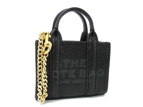 ■新品■未使用■ MARC JACOBS マークジェイコブス ザ ナノ レザー トートバッグ チャーム マルチポーチ 小物入れ ブラック系 FS9045