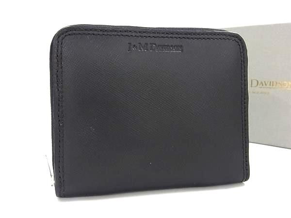 ■新品同様■ J&amp;M DAVIDSON ジェイアンドエムデヴィッドソン レザー ラウンドファスナー コインケース カード入れ ブラック系 BK3310