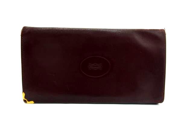 Cartier カルティエ マストライン レザー 二つ折り 長財布 ウォレット 札入れ レディース ボルドー系 DH7375