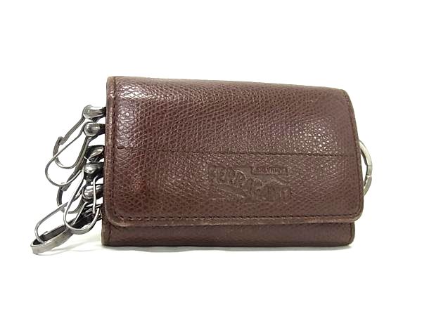 ■美品■ Salvatore Ferragamo フェラガモ レザー 6連 キーケース 鍵入れ レディース メンズ ブラウン系 DJ1877