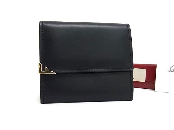 N - Salvatore Ferragamo フェラガモ レザー コインケース コインパース 小銭入れ レディース メンズ ブラック系 DM1741