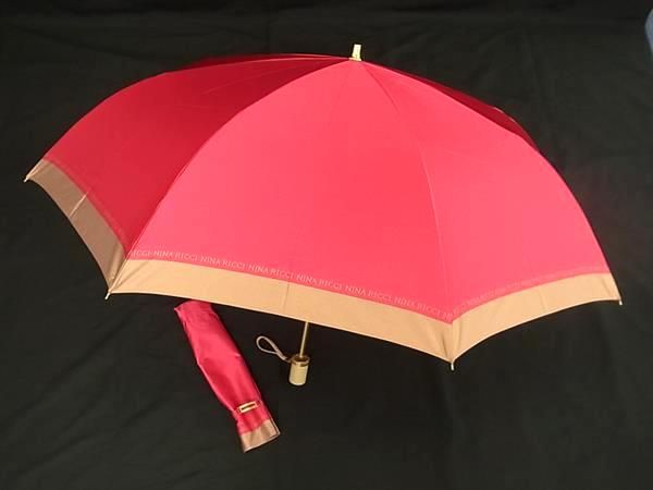B, F, H, J, P, W - ■美品■ NINA RICCI ニナリッチ 2段折り 折りたたみ傘 高級傘 アンブレラ レディース ピンク系 DF3491