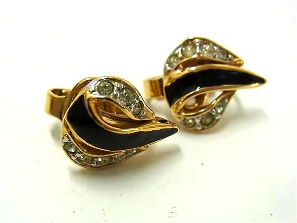 樂天商城 - ■美品■ NINA RICCI ニナリッチ ラインストーン クリップ式 イヤリング アクセサリー レディース ゴールド系 DH0705