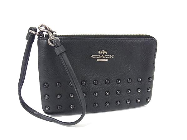 COACH コーチ レザー マルチポーチ マルチケース 小物入れ レディース メンズ ブラック系 DJ1899