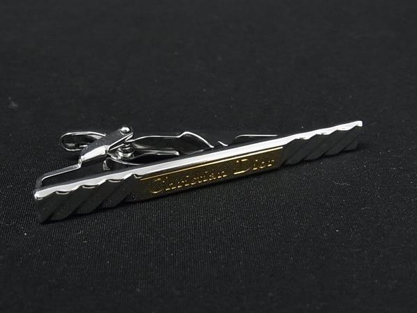 ■美品■ ChristianDior クリスチャンディオール ネクタイピン タイクリップ ビジネス 紳士 メンズ シルバー系×ゴールド系 DM1857