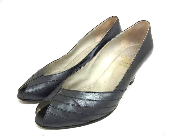 樂天商城 - ChristianDior クリスチャンディオール レザー ヒール パンプス 表記サイズ 5 1/2 (約22.5cm) 靴 シューズ ブラック系 DM1924