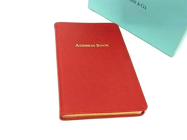 ■新品同様■ TIFFANY＆Co ティファニー レザー 手帳 スケジュール帳 アドレス帳 ステーショナリー レッド系 FG9039