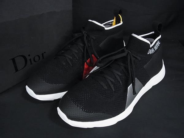 ■新品同様■ DIOR HOMME ディオールオム B21 ソックス スニーカー 表記サイズ42 (約27cm～約27.5cm) 靴 メンズ ブラック系 BQ5334