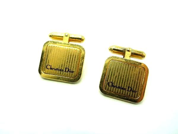 ChristianDior クリスチャンディオール ロゴプレート カフスボタン カフリンクス アクセサリー 紳士 メンズ ゴールド系 DF0758 冠婚葬祭 結婚式 葬式