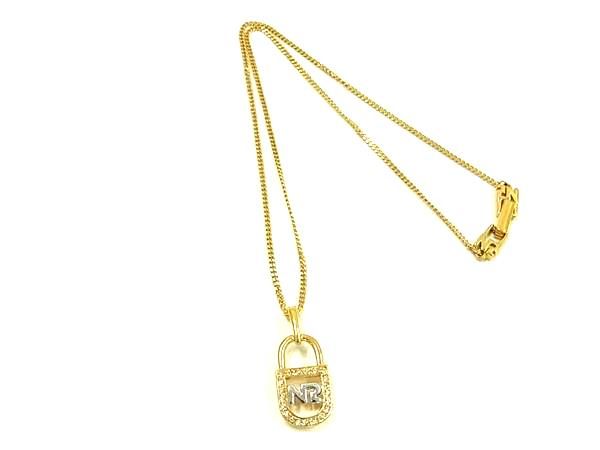 Heart - ■美品■ NINA RICCI ニナリッチ ラインストーン ネックレス ペンダント アクセサリー レディース ゴールド系 DF9109