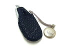 ■美品■ INDEN-YA 印傳屋 インデンヤ 鹿革 漆塗り 瓢箪 ひょうたん がま口 印鑑ケース リップケース レディース ネイビー系 DH4799