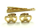 ■美品■ LANCEL ランセル カフス カフリンクス ネクタイピン アクセサリー 2点セット ビジネス 紳士 メンズ ゴールド系 DH4848
