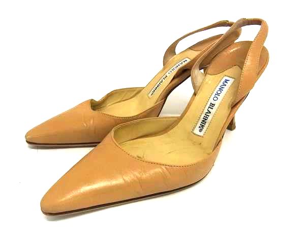 乐天商城 - MANOLO BLAHNIK マノロブラニク レザー ヒール パンプス サンダル 表記サイズ35 (約22cm) 靴 シューズ レディース ベージュ系 DM2041
