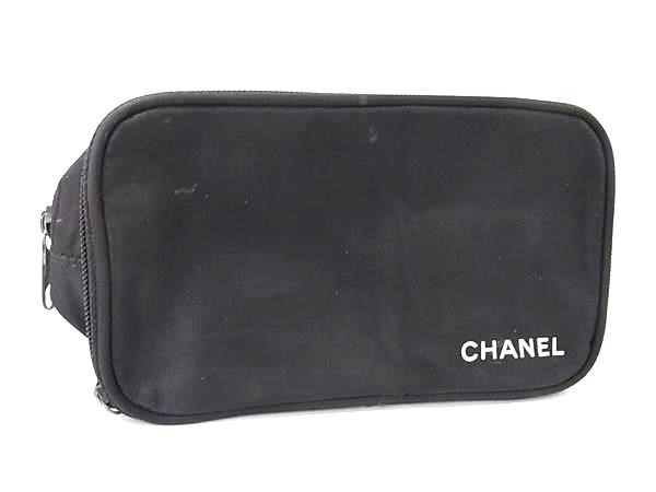 CHANEL シャネル ナイロン ロゴ マルチポーチ マルチケース 小物入れ メイクポーチ 化粧入れ レディース ブラック系 DM2074