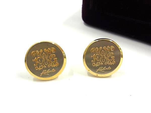 ■美品■ Roberto ロベルト 25周年記念 アニバーサリー カフスボタン カフリンクス アクセサリー 紳士 メンズ ゴールド系 DJ2227 冠婚葬祭 結婚式 葬式