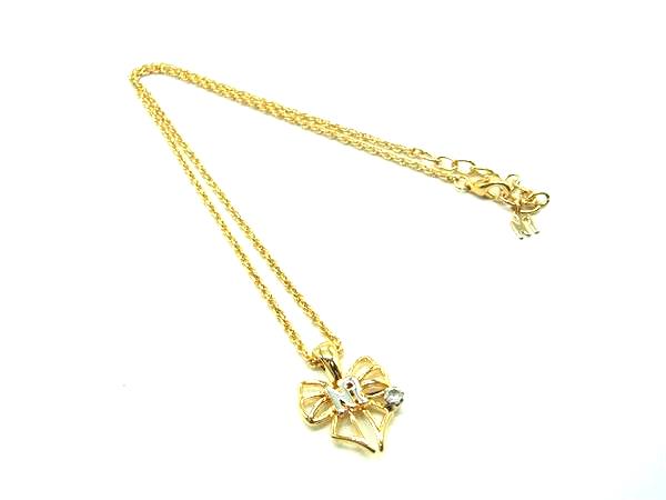 Red Coral - NINA RICCI ニナリッチ ラインストーン リボンモチーフ ネックレス ペンダント アクセサリー レディース ゴールド系 DH7520