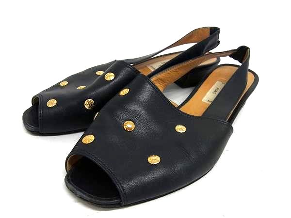 乐天商城 - CELINE セリーヌ レザー ヒール パンプス 表記サイズ36 (約23cm) 靴 シューズ レディース ダークネイビー系 DM2177