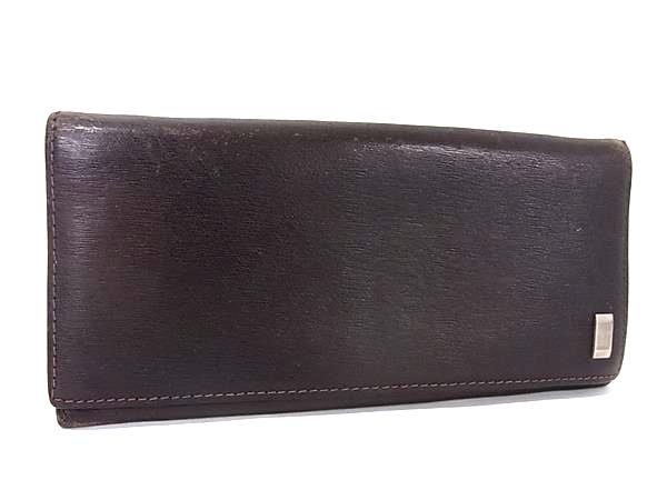 B, C, D, G, J, L, S, T, Z - dunhill ダンヒル サイドカー レザー 二つ折り 長財布 ウォレット 札入れ 小銭入れ メンズ ダークブラウン系 DM2271