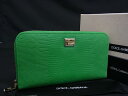 ■新品同様■ DOLCE&GABBANA ドルチェ&ガッバーナ リザード型押しレザー ラウンドファスナー 長財布 ウォレット グリーン系 BP2415