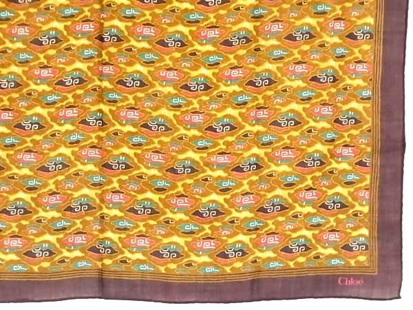 ■極美品■ Chloe クロエ 大判スカーフ ストール ショール レディース ブラウン系×パープル系 DF8658