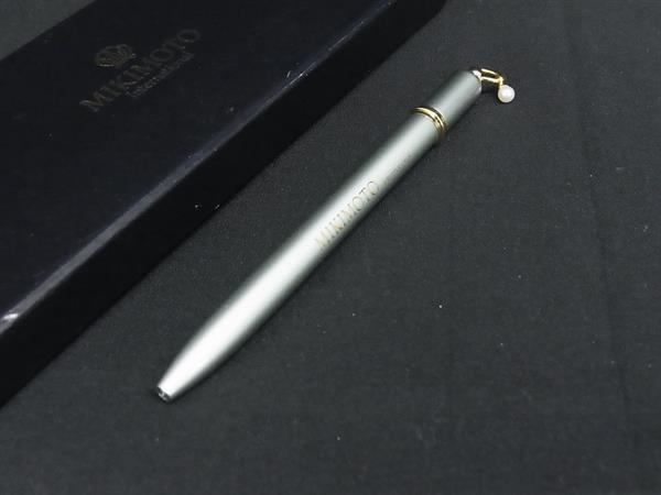 ■新品同様■ MIKIMOTO ミキモト 本真珠 アコヤ真珠 パール 約3mm ツイスト式 ボールペン 文房具 ライト..
