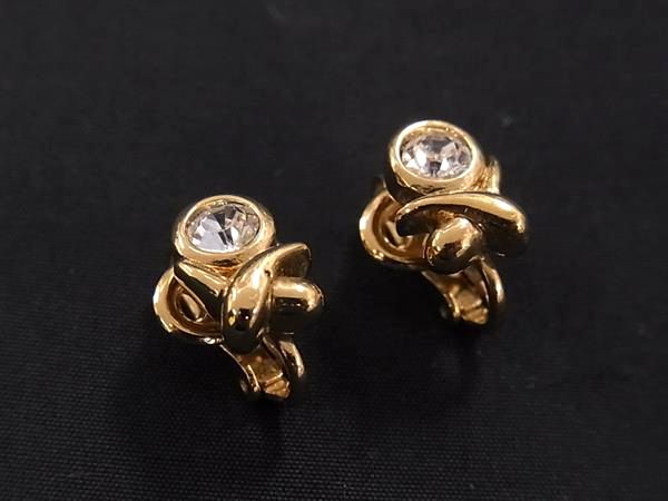 乐天商城 - ■美品■ NINA RICCI ニナリッチ ラインストーン クリップ式 イヤリング アクセサリー レディース ゴールド系 DJ3270