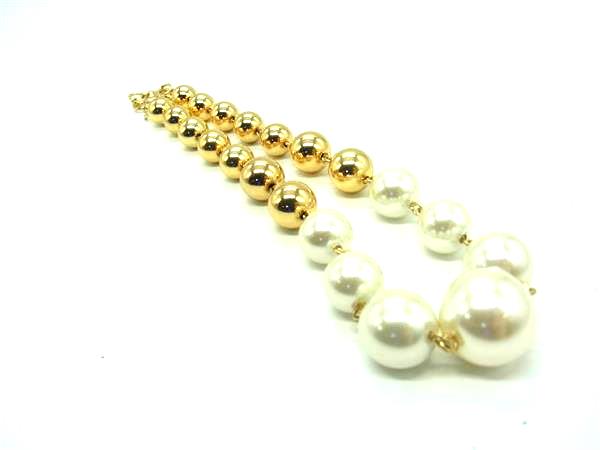 ■美品■ J.CREW ジェイクルー パール ネックレス ペンダント アクセサリー レディース ゴールド系×ホワ..