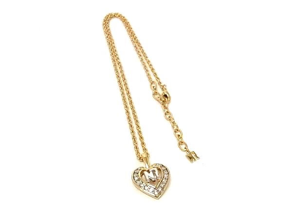 Beads - ■極美品■ NINA RICCI ニナリッチ ハート ラインストーン ネックレス ペンダント アクセサリー ゴールド系×シルバー系 DM2366