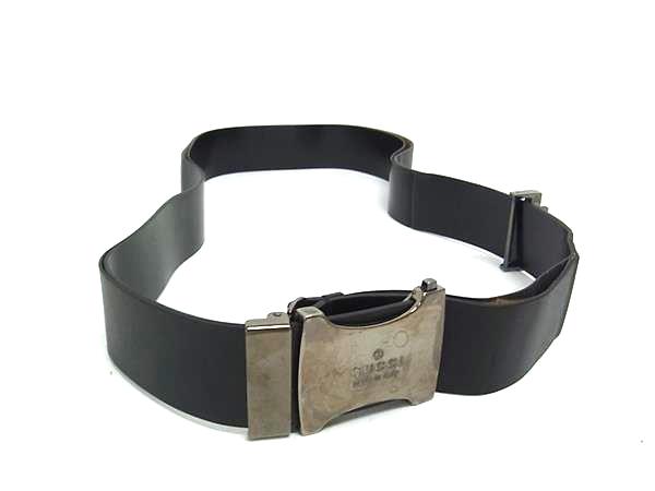 樂天商城 - GUCCI グッチ 037 0959 1247 レザー シルバー金具 ベルト 表記サイズ 75/30 メンズ レディース ブラック系 DN0019