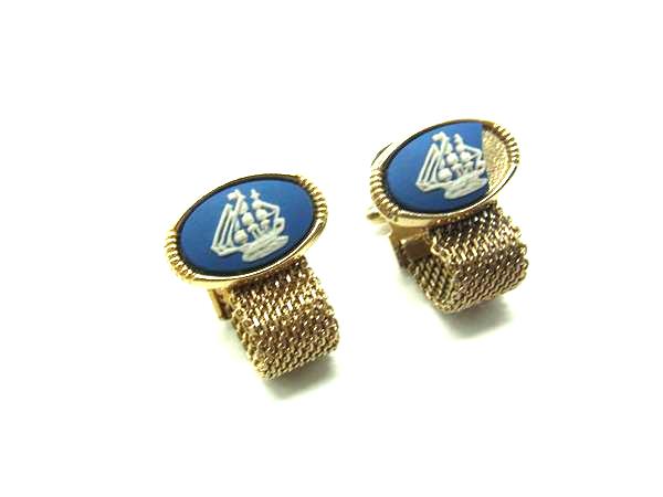 WEDGWOOD ウェッジウッド ジャスパー カフスボタン カフリンクス アクセサリー 紳士 メンズ ゴールド系×ブルー系 DJ6332 冠婚葬祭 結婚式 葬式