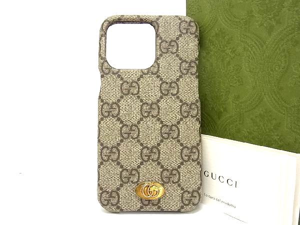 グッチ スマホケース レディース ■新品■未使用■ GUCCI グッチ 701332 GGマーモント GG柄 PVC iPhone13 Pro 対応 スマホケース アイフォンケース ブラウン系 AN5011