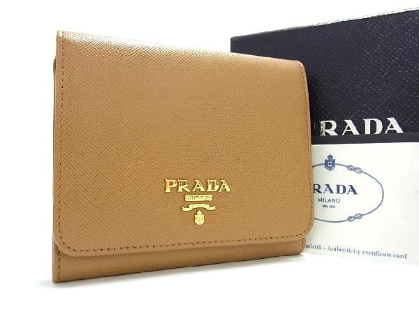 ■新品■未使用■ PRADA プラダ 1M0176 サフィアーノレザー 三つ折り 財布 ウォレット 小銭入れ 札入れ レディース ブラウン系 AN5246