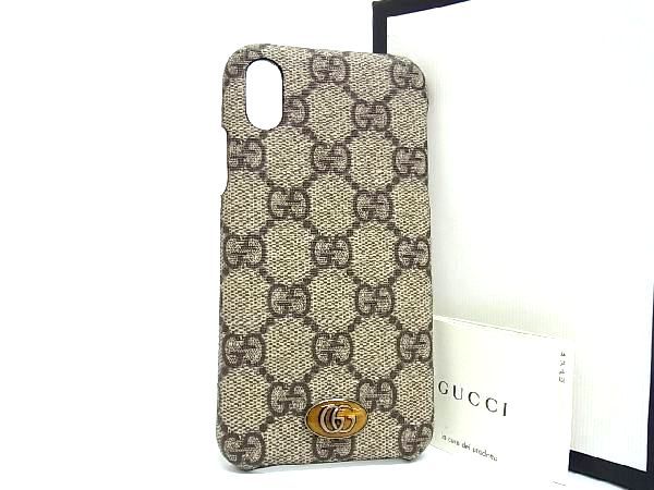 ■新品■未使用■ GUCCI グッチ 525053 GG柄 PVC iPhoneX/XS対応 iPhoneケース アイフォンケース スマホカバー ベージュ系 AN8495