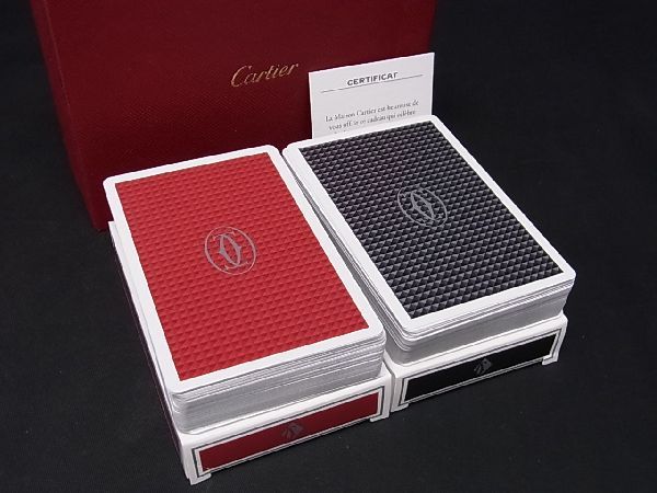 ■新品■未使用■ Cartier カルティエ トランプ カードゲーム テーブルゲーム 2点セット ブラック系×レッ..